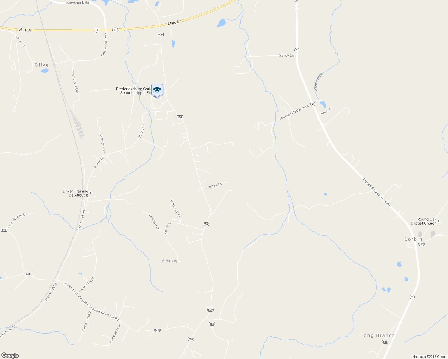 map of restaurants, bars, coffee shops, grocery stores, and more near 2403 Pinecrest Lane in Fredericksburg