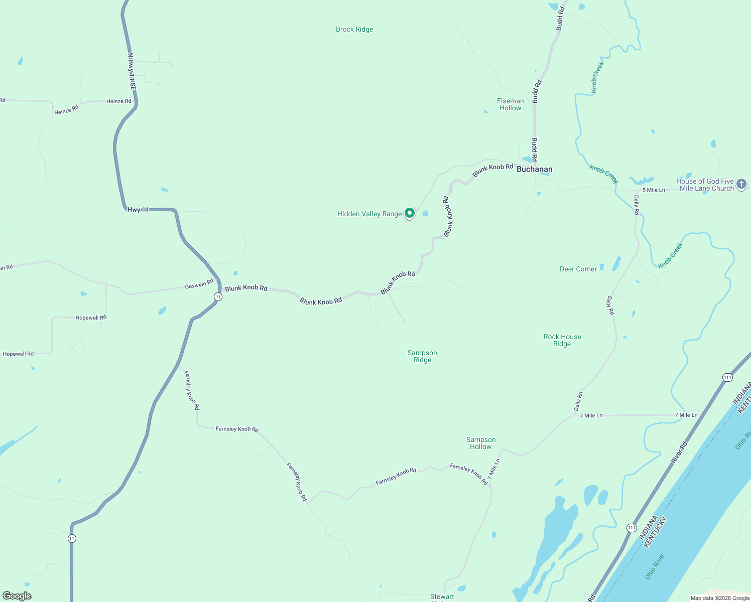 map of restaurants, bars, coffee shops, grocery stores, and more near 5900-5944 Blunk Knob Road in Elizabeth