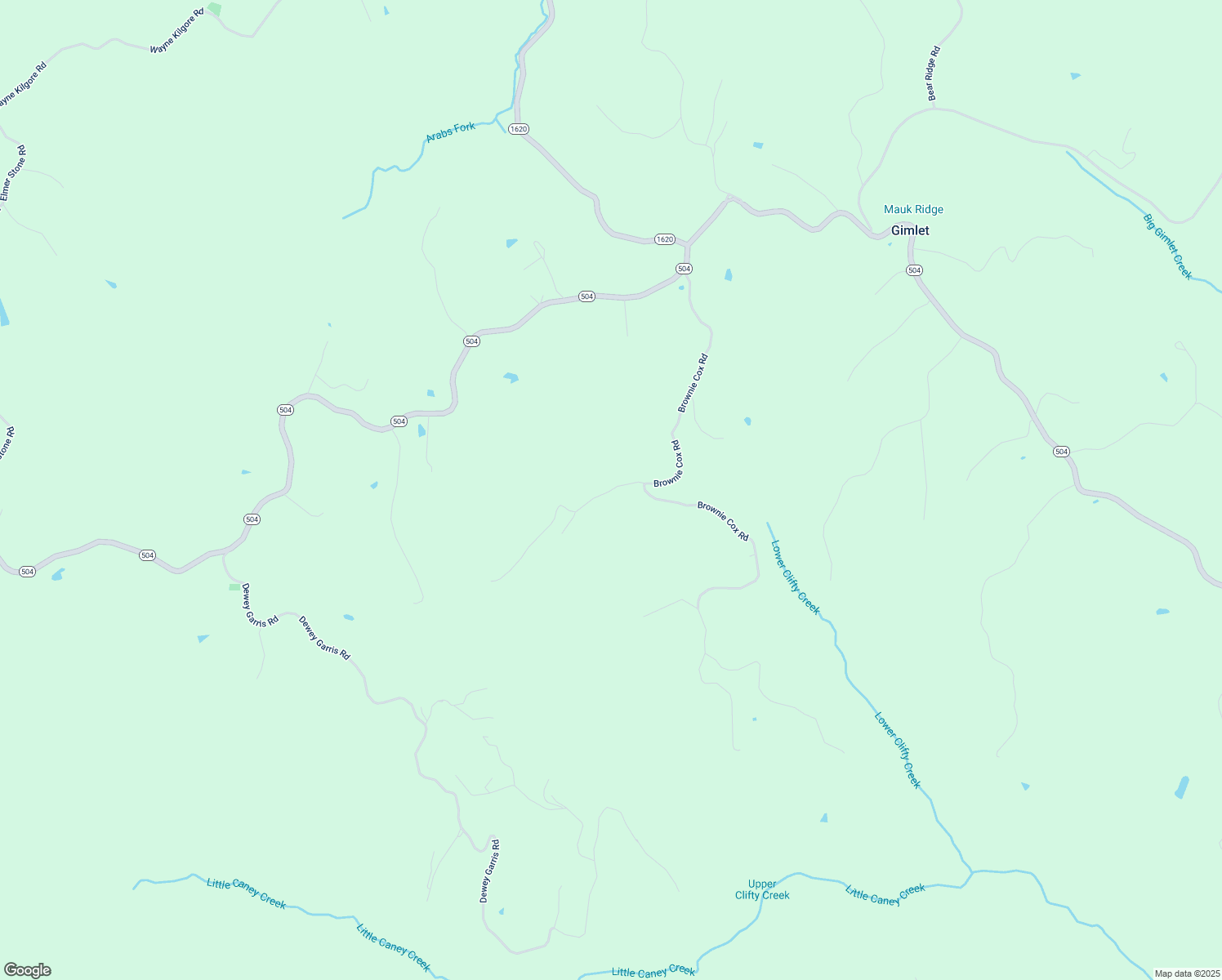map of restaurants, bars, coffee shops, grocery stores, and more near Brownie Cox Road in Elliott County