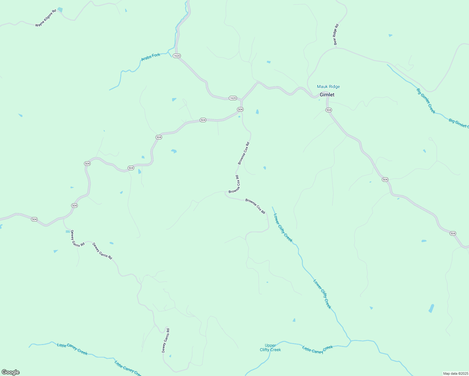 map of restaurants, bars, coffee shops, grocery stores, and more near Brownie Cox Road in Olive Hill