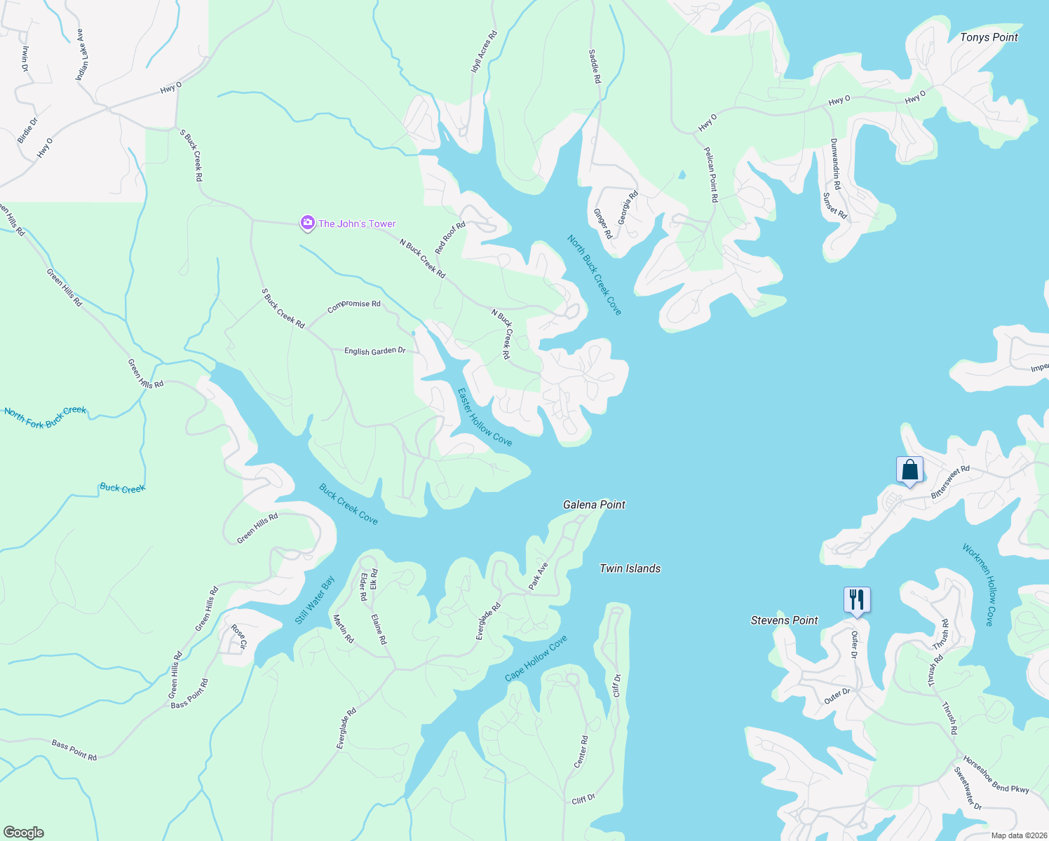 map of restaurants, bars, coffee shops, grocery stores, and more near 33477 Forum Rd in Gravois Mills