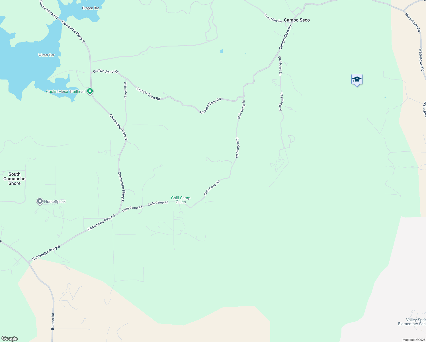 map of restaurants, bars, coffee shops, grocery stores, and more near 5263 Chile Camp Road in Campo Seco