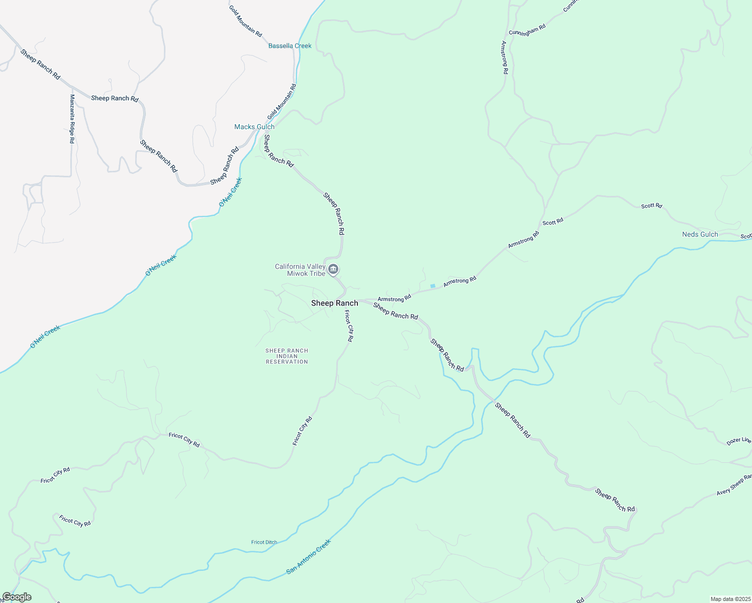 map of restaurants, bars, coffee shops, grocery stores, and more near 11480 Armstrong Road in Sheep Ranch