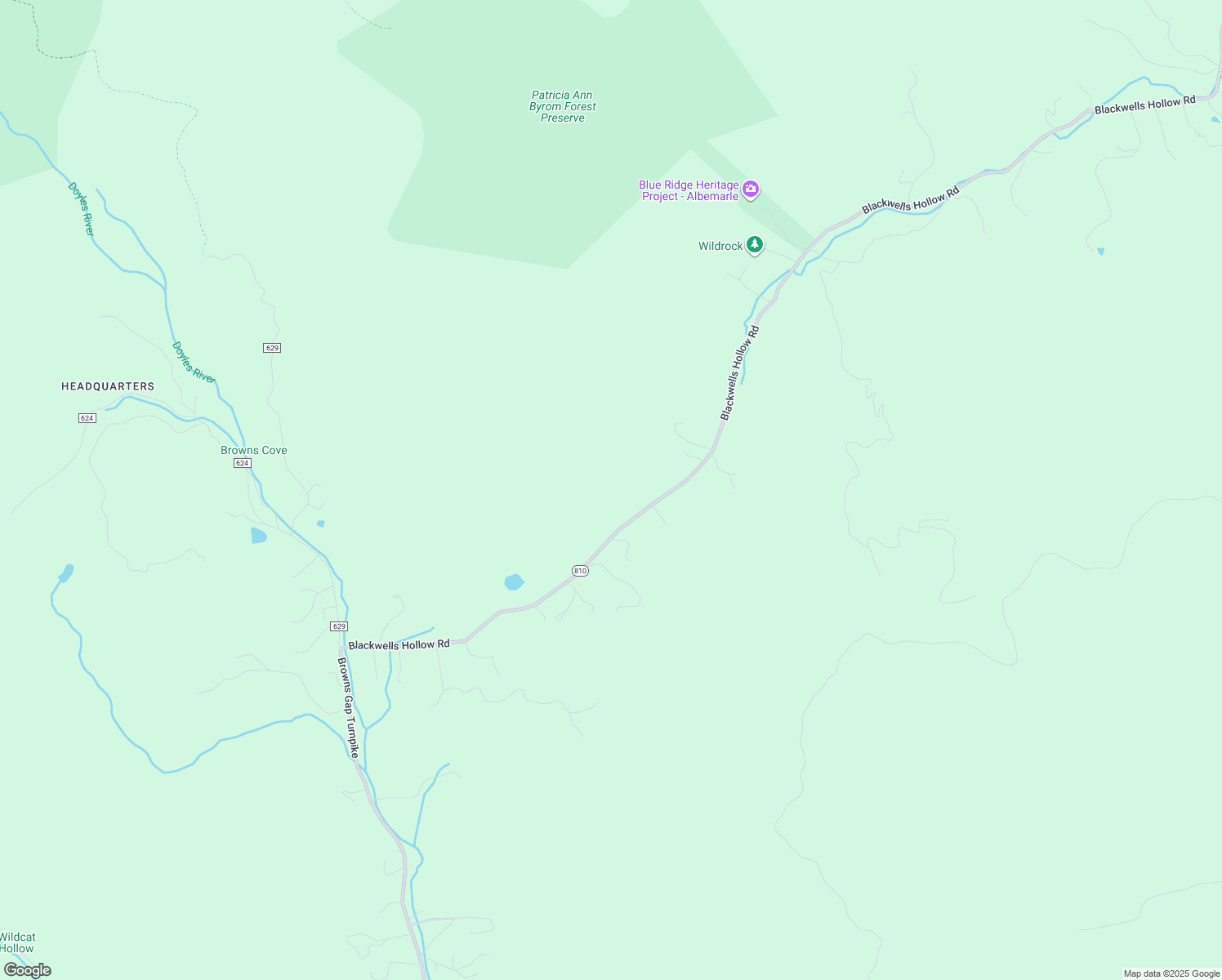 map of restaurants, bars, coffee shops, grocery stores, and more near 6338 Blackwells Hollow Rd in Crozet