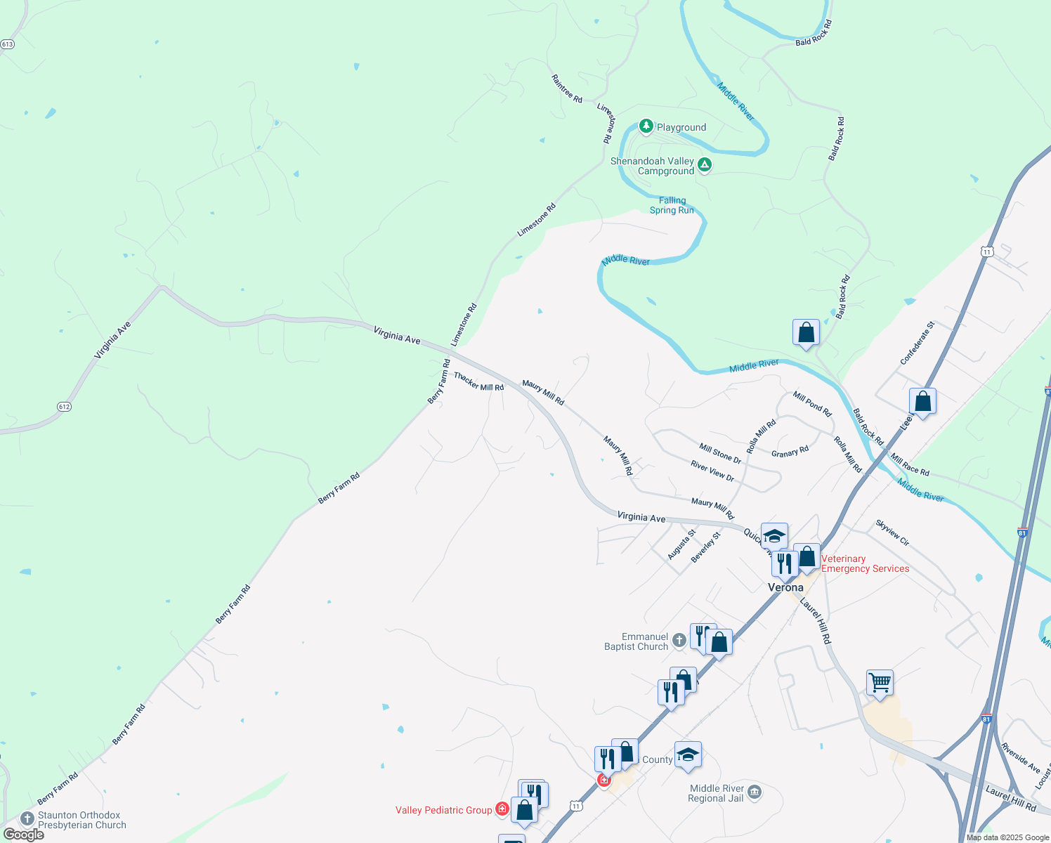 map of restaurants, bars, coffee shops, grocery stores, and more near 468 Quicks Mill Road in Verona