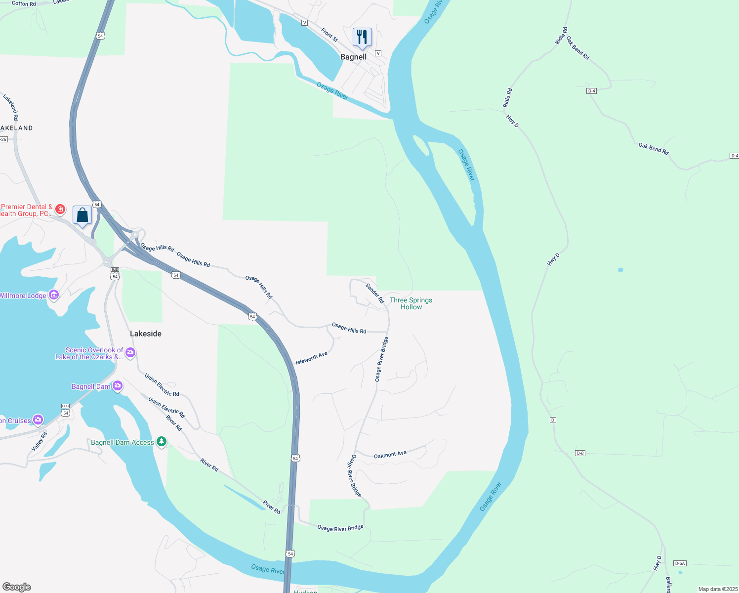 map of restaurants, bars, coffee shops, grocery stores, and more near 50 Tom Watson Court in Lake Ozark