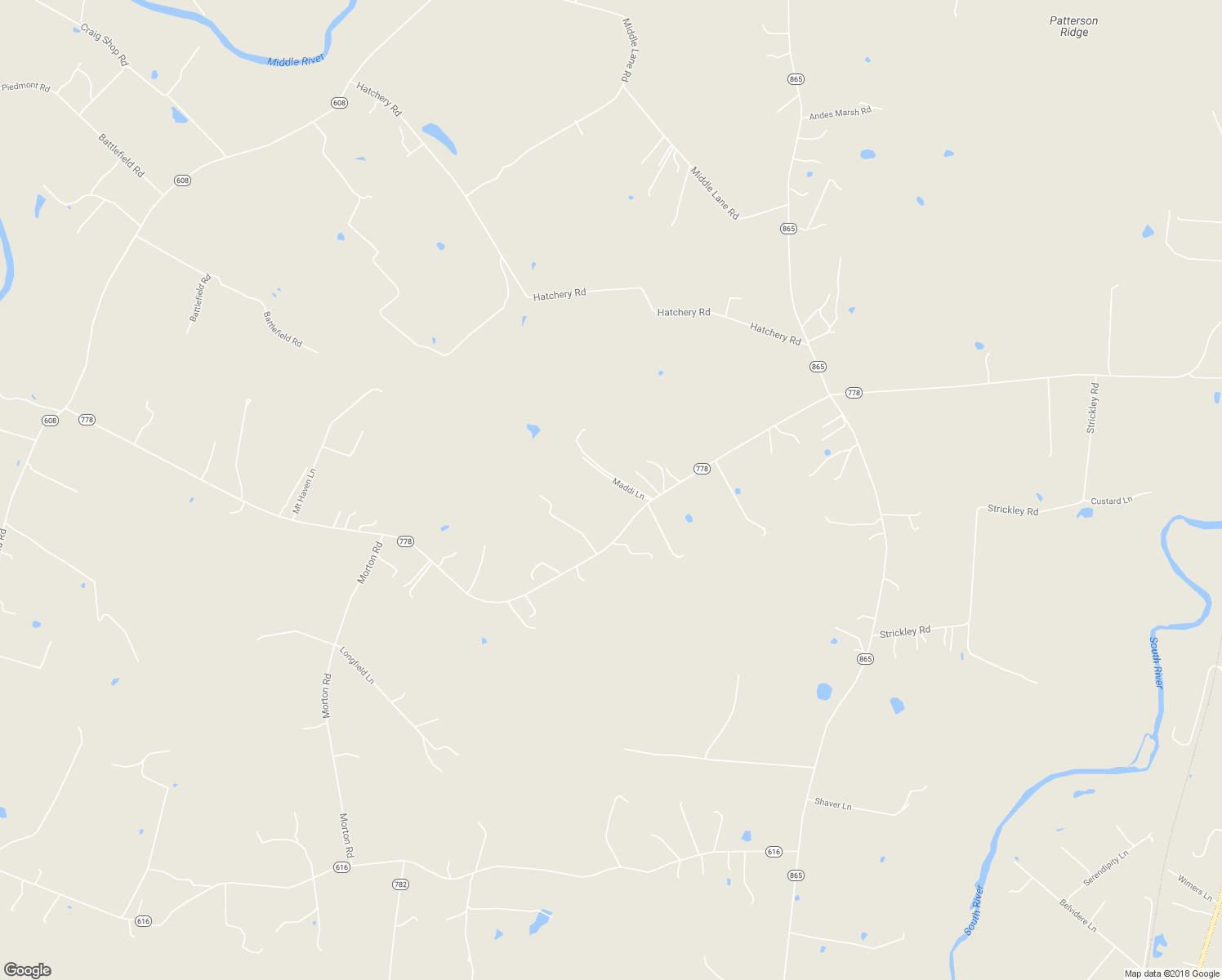 map of restaurants, bars, coffee shops, grocery stores, and more near 768 Patterson Mill Road in Grottoes