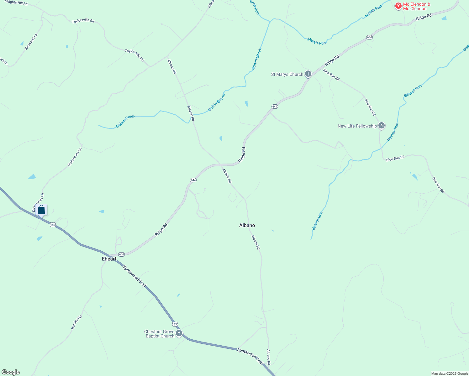 map of restaurants, bars, coffee shops, grocery stores, and more near 14253 Albano Road in Barboursville