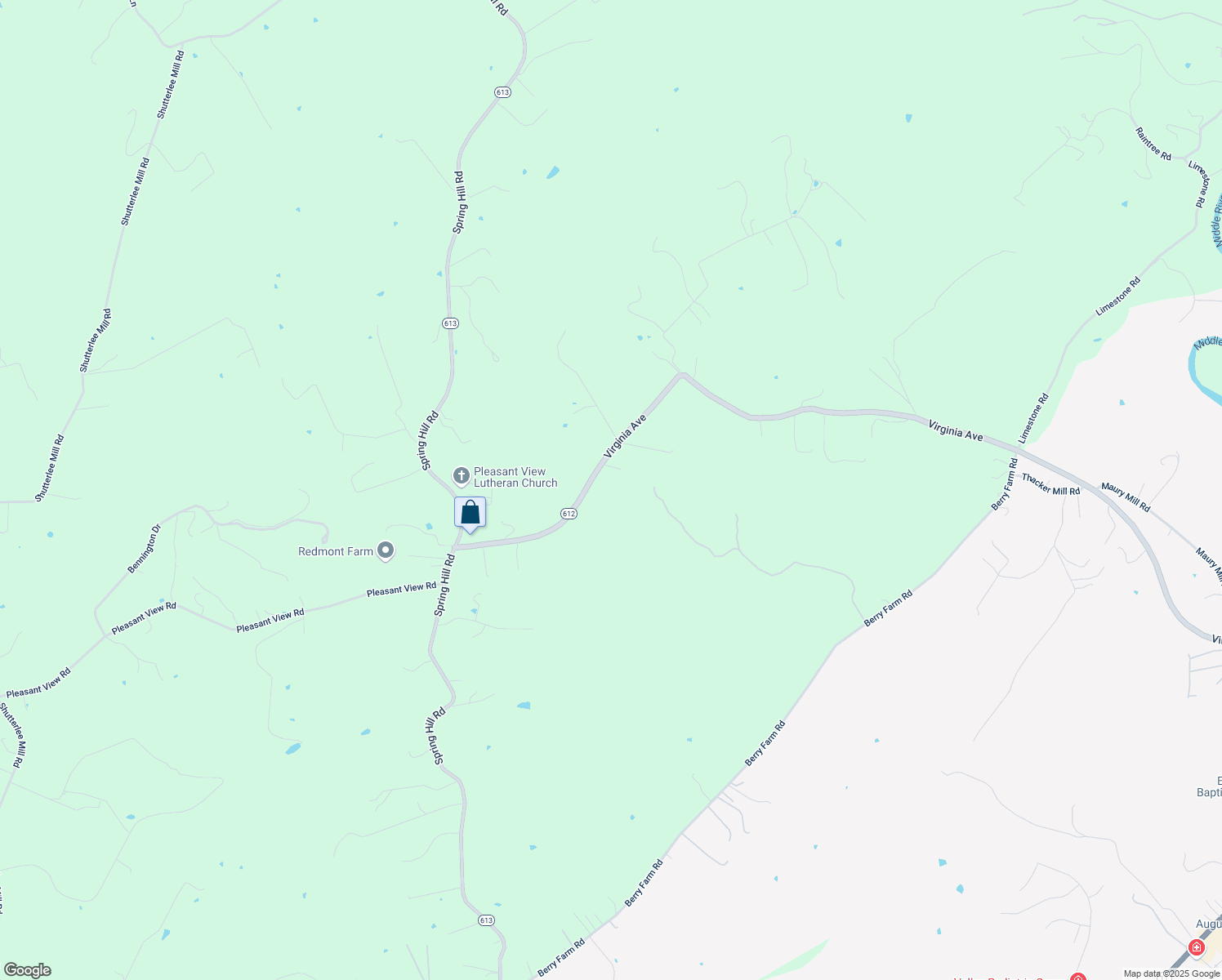 map of restaurants, bars, coffee shops, grocery stores, and more near 1170 Quick's Mill Road in Staunton