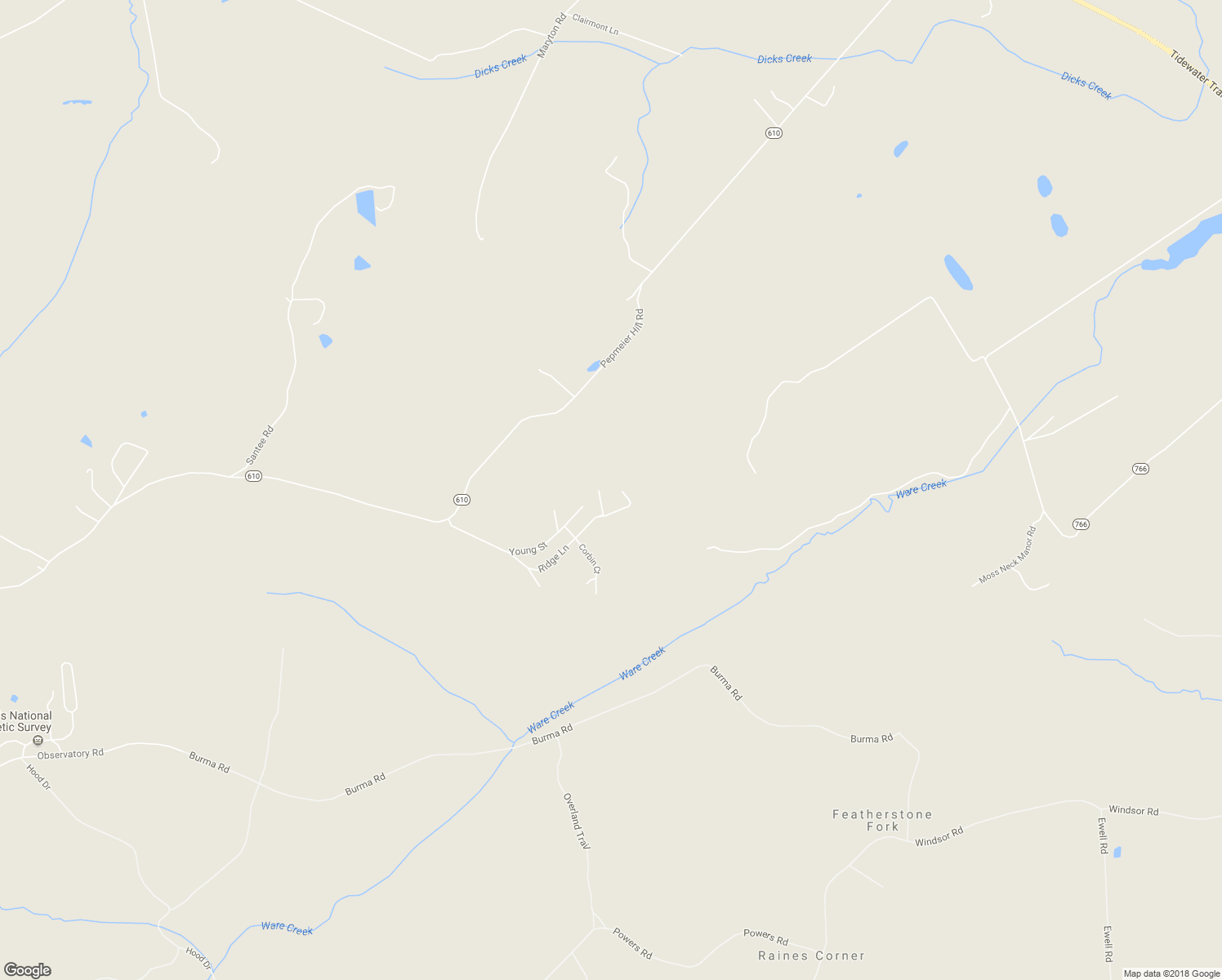 map of restaurants, bars, coffee shops, grocery stores, and more near 17196 Ridge Lane in Woodford