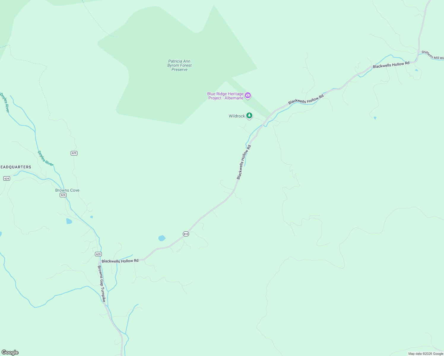 map of restaurants, bars, coffee shops, grocery stores, and more near 6444 Blackwells Hollow Road in Crozet