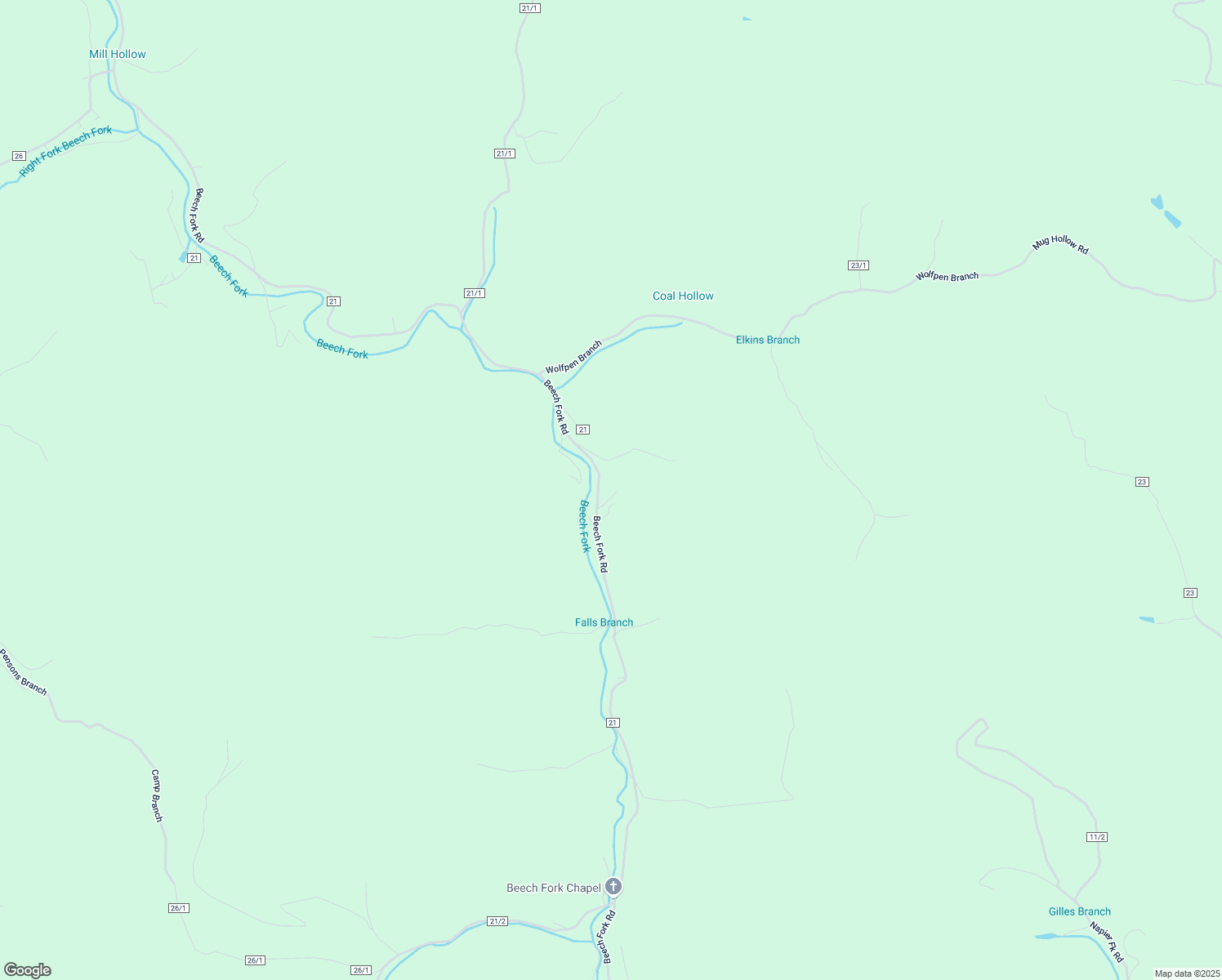 map of restaurants, bars, coffee shops, grocery stores, and more near 7015 Beech Fork Road in East Lynn