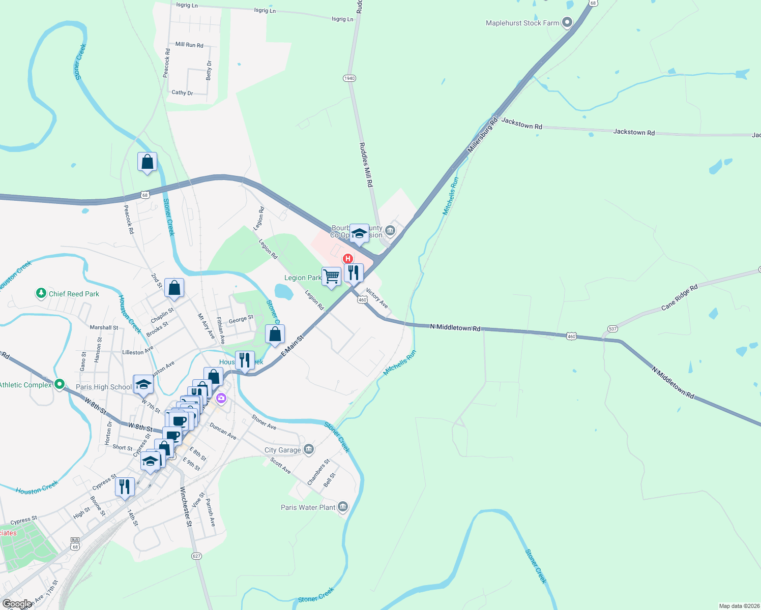 map of restaurants, bars, coffee shops, grocery stores, and more near 40 Victory Avenue in Paris