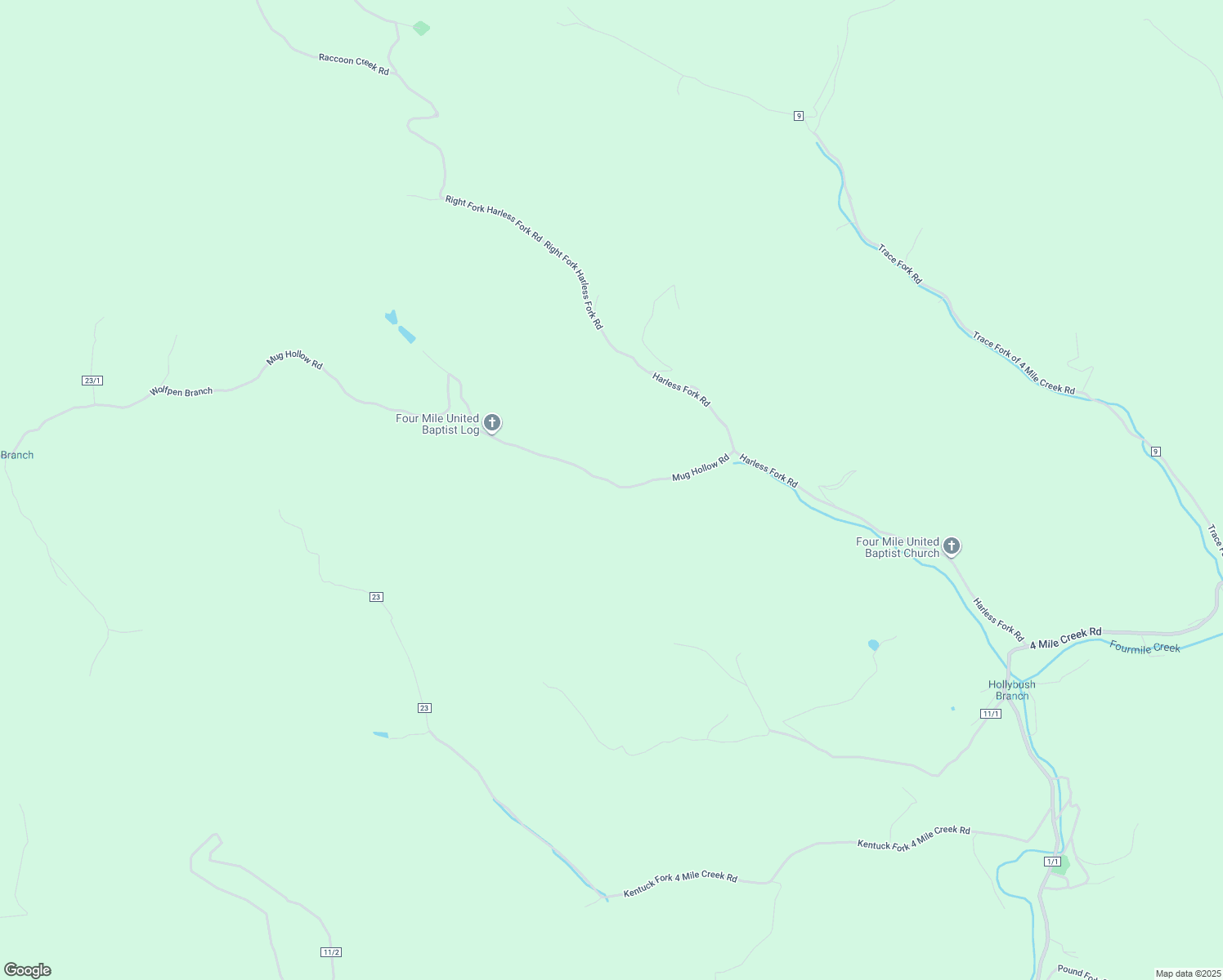 map of restaurants, bars, coffee shops, grocery stores, and more near 83 Mug Hollow Road in Branchland