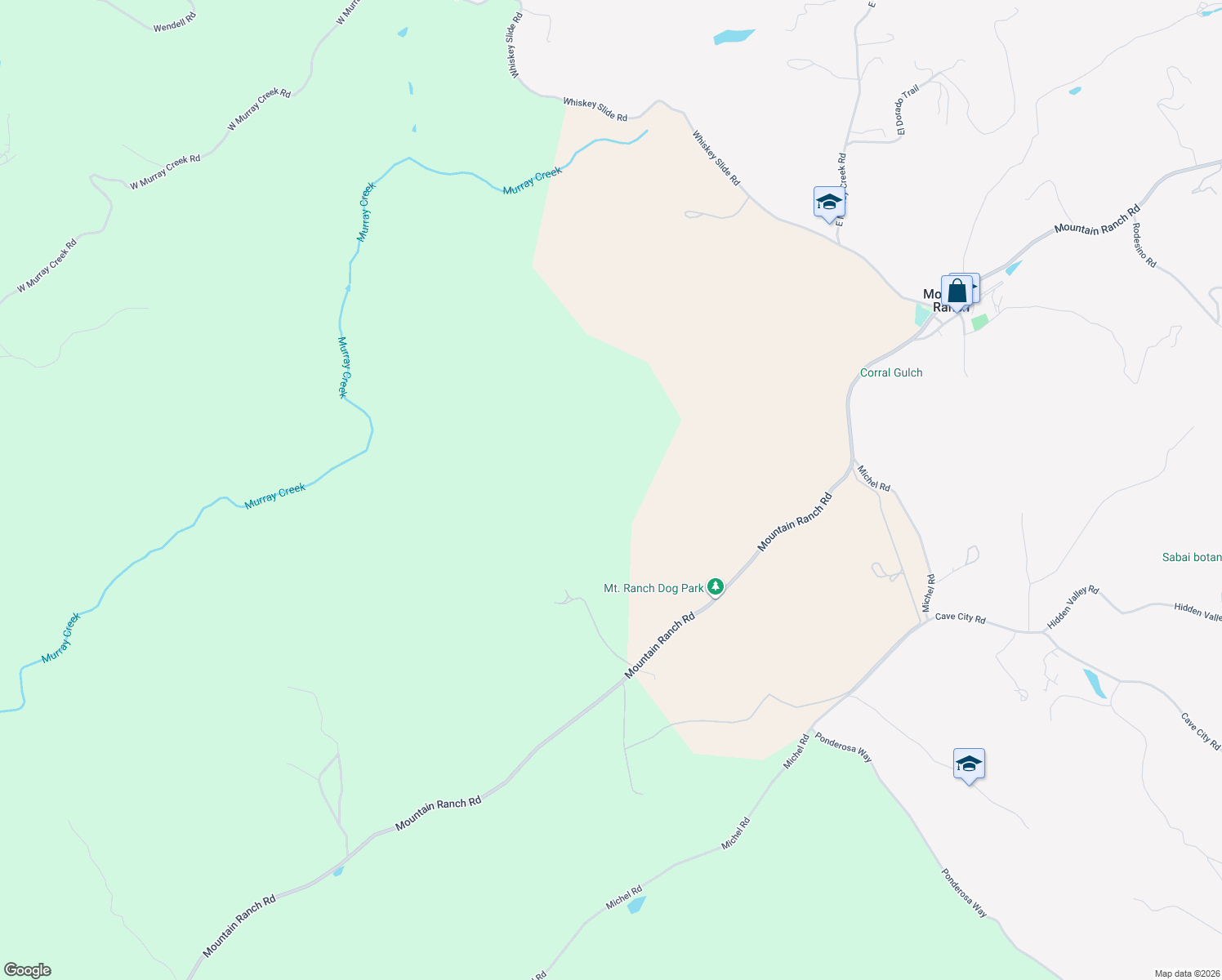 map of restaurants, bars, coffee shops, grocery stores, and more near 7011 Mountain Ranch Road in Mountain Ranch