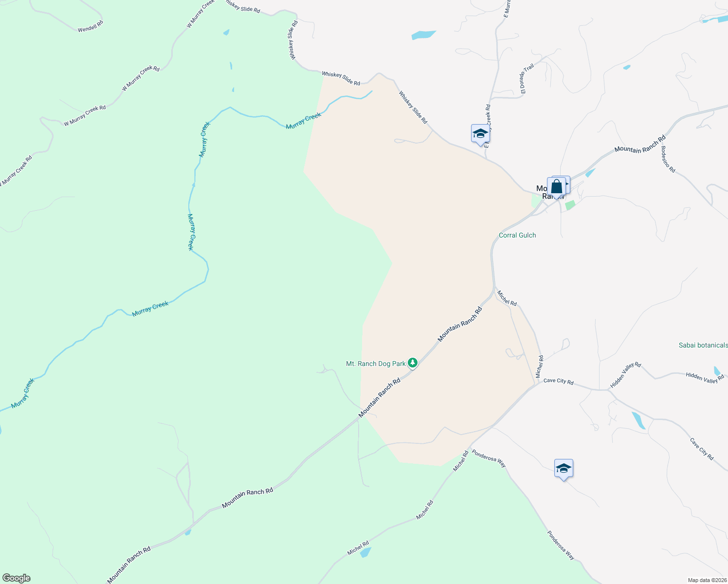 map of restaurants, bars, coffee shops, grocery stores, and more near 7011 Mountain Ranch Road in Mountain Ranch