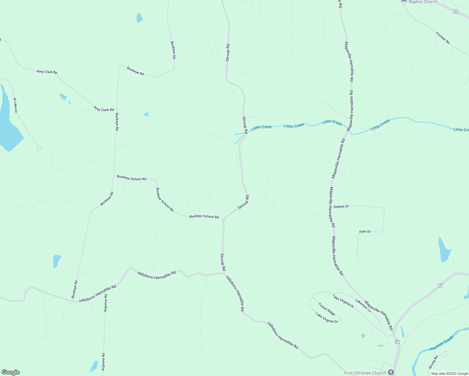 map of restaurants, bars, coffee shops, grocery stores, and more near 10700 Stroup Road in Festus