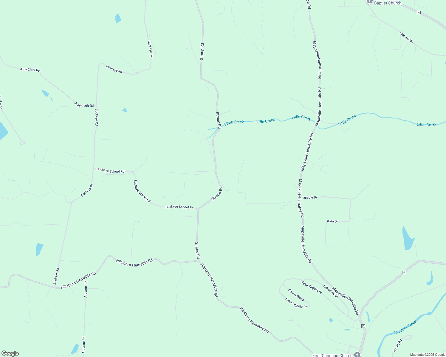 map of restaurants, bars, coffee shops, grocery stores, and more near 10700 Stroup Road in Festus