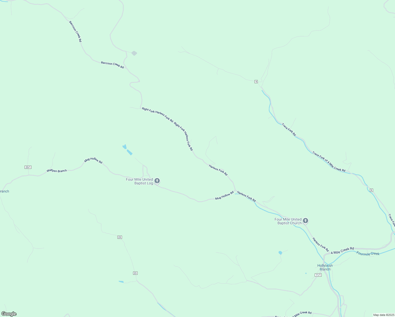 map of restaurants, bars, coffee shops, grocery stores, and more near 311 Harless Fork Road in Branchland