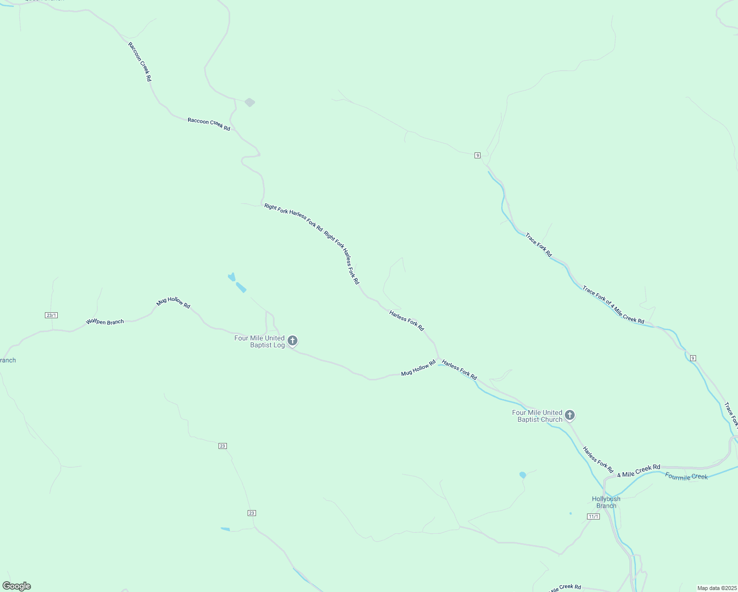 map of restaurants, bars, coffee shops, grocery stores, and more near 311 Harless Fork Road in Branchland