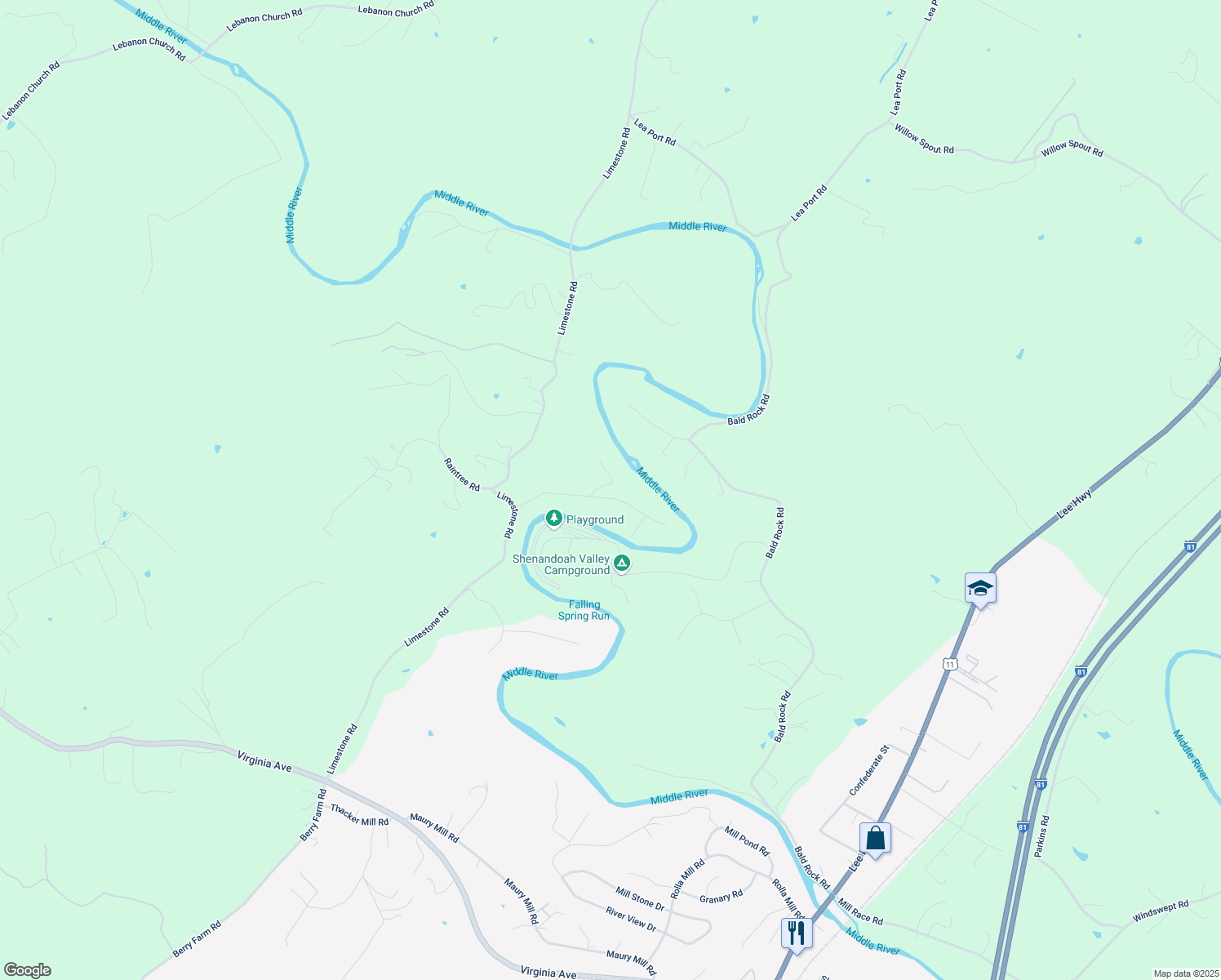 map of restaurants, bars, coffee shops, grocery stores, and more near 35 River Circle in Verona