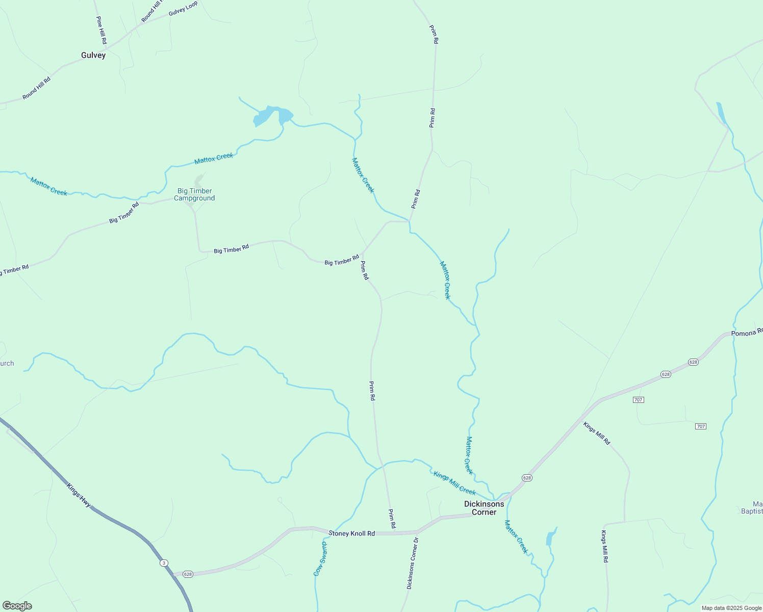 map of restaurants, bars, coffee shops, grocery stores, and more near 13437 Prim Road in King George
