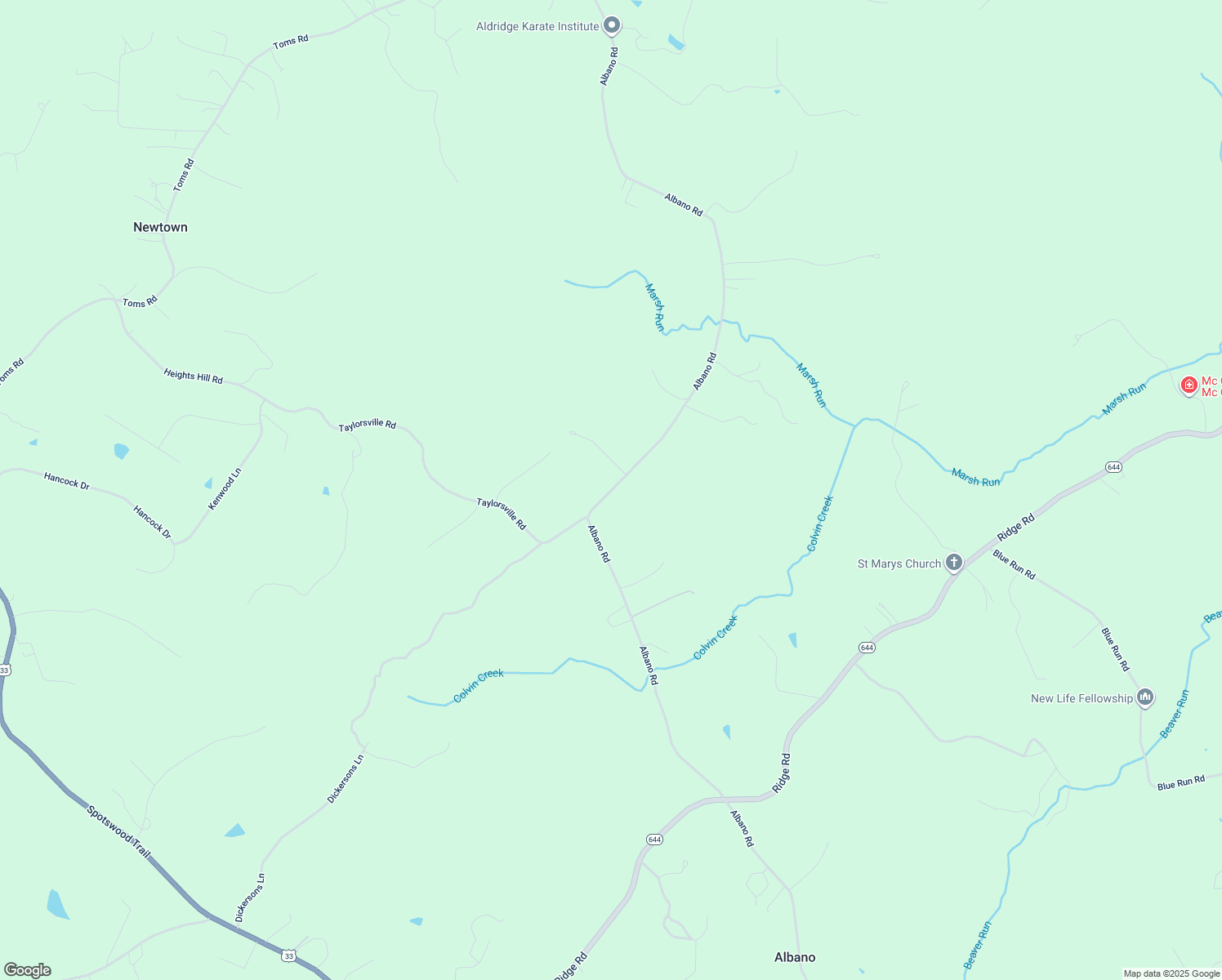 map of restaurants, bars, coffee shops, grocery stores, and more near 13078 Albano Road in Barboursville