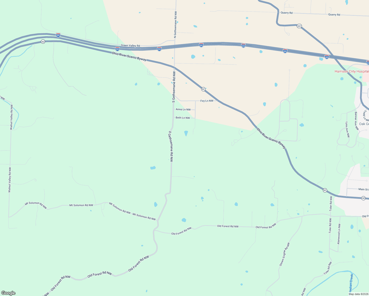 map of restaurants, bars, coffee shops, grocery stores, and more near 1680 South Gethsemane Road Northwest in Corydon