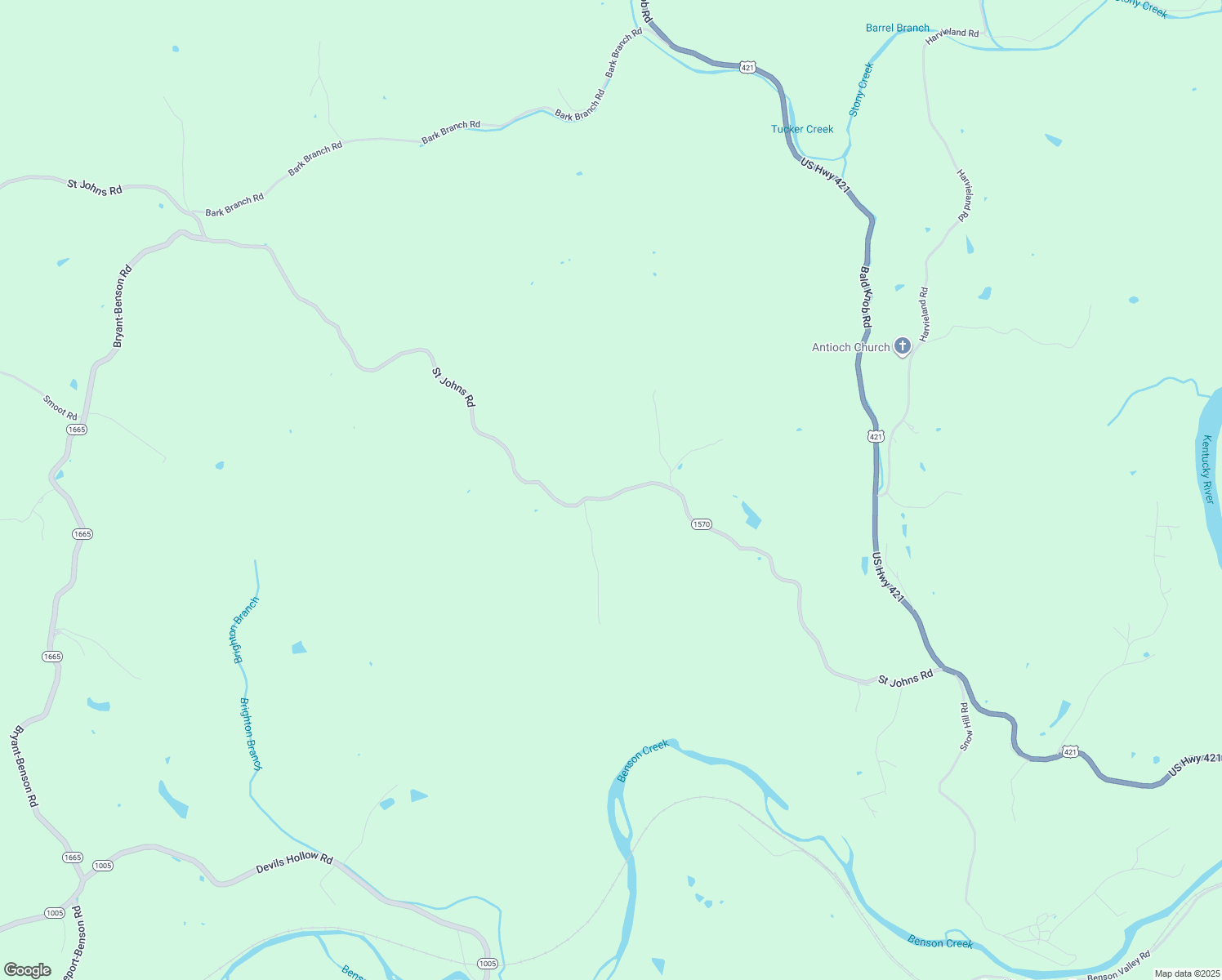 map of restaurants, bars, coffee shops, grocery stores, and more near 1275 Saint Johns Road in Frankfort