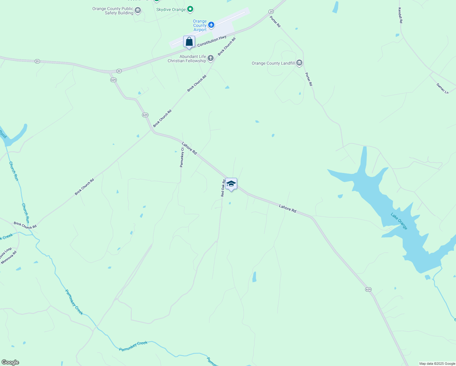 map of restaurants, bars, coffee shops, grocery stores, and more near 19172 Lahore Road in Orange