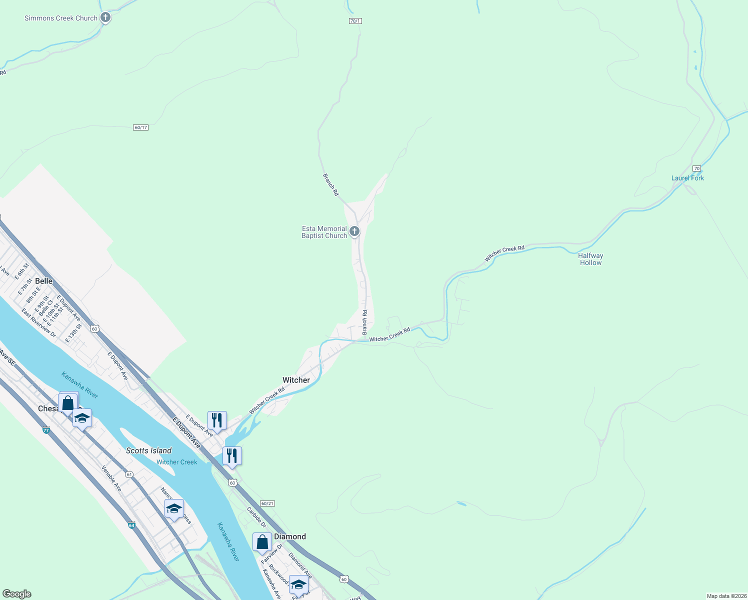 map of restaurants, bars, coffee shops, grocery stores, and more near 122-130 County Route 70/1 in Belle