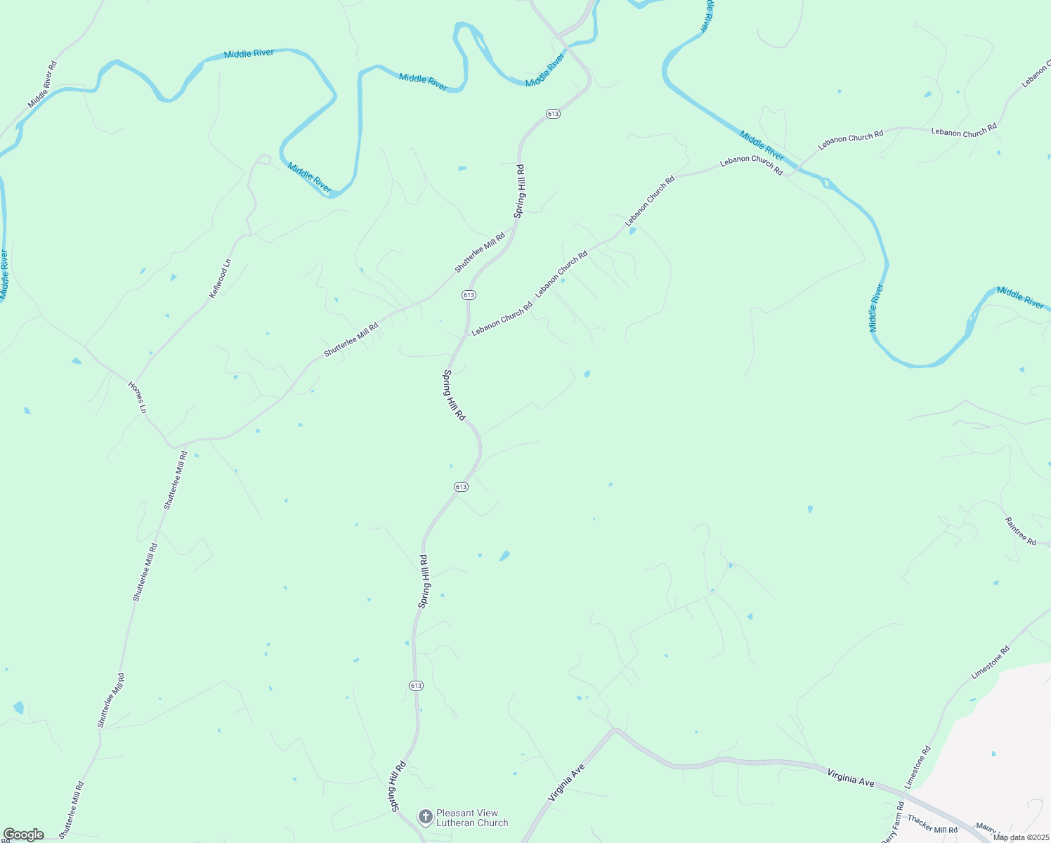 map of restaurants, bars, coffee shops, grocery stores, and more near 86 Lorway Farm Lane in Staunton