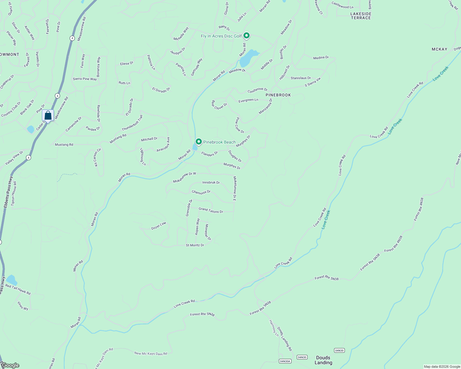 map of restaurants, bars, coffee shops, grocery stores, and more near 2305 Taos Court in Arnold