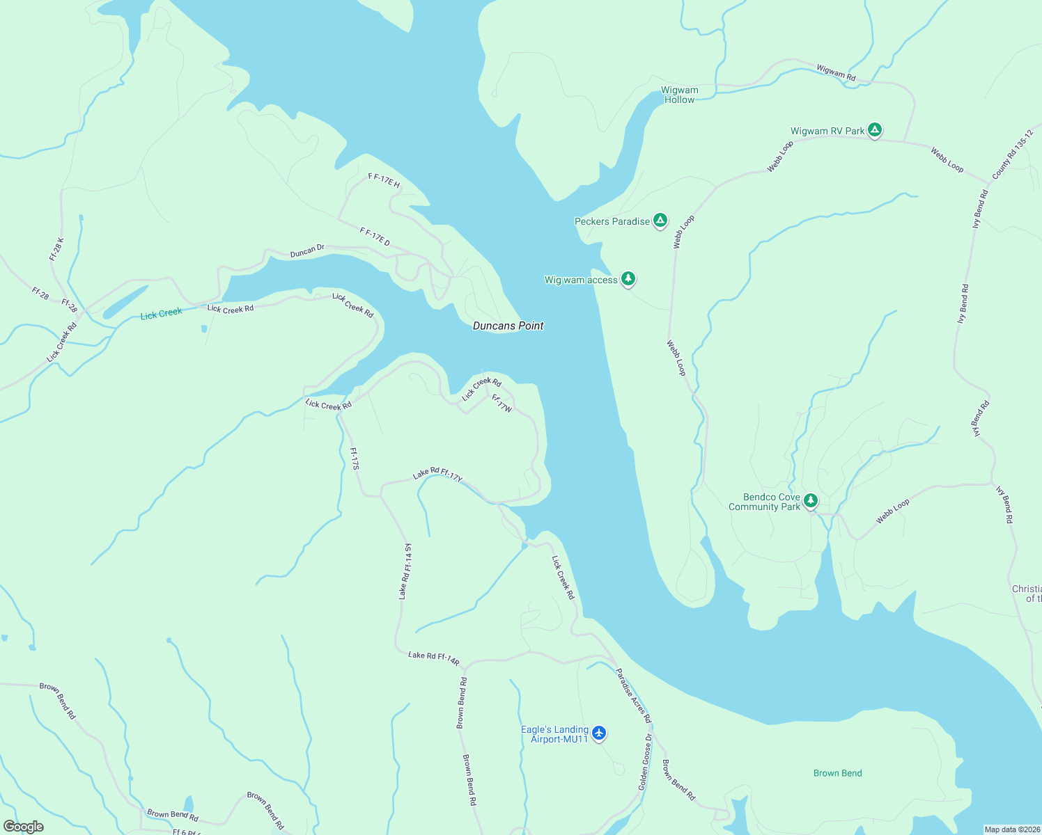 map of restaurants, bars, coffee shops, grocery stores, and more near Lick Creek Road in Edwards