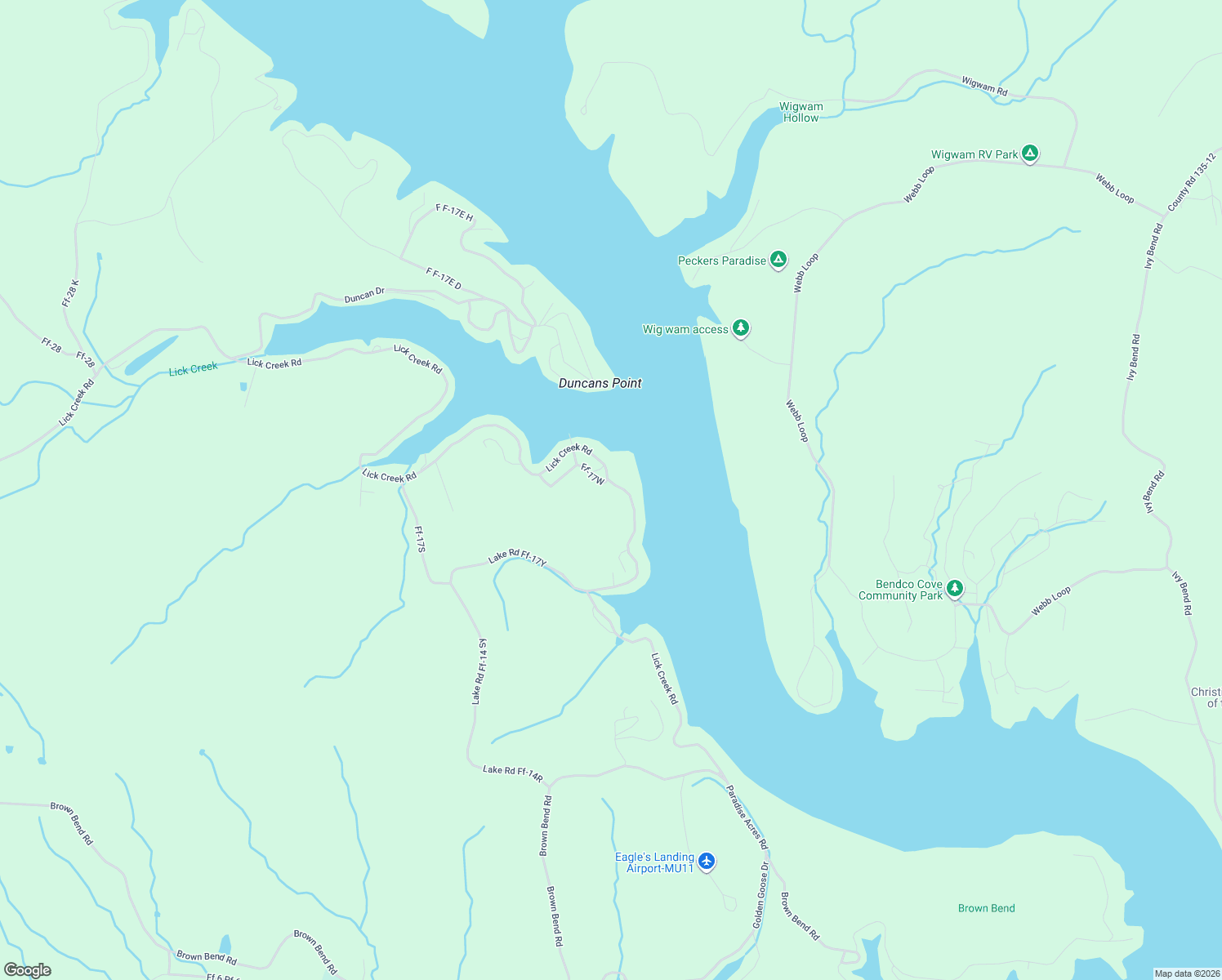 map of restaurants, bars, coffee shops, grocery stores, and more near Lick Creek Road in Edwards