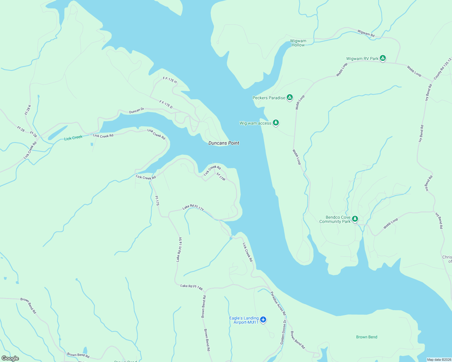 map of restaurants, bars, coffee shops, grocery stores, and more near Lick Creek Road in Edwards