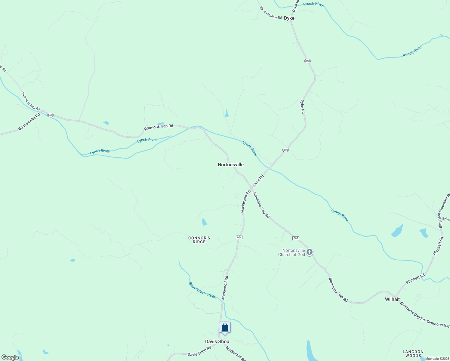 map of restaurants, bars, coffee shops, grocery stores, and more near 7250 Hatfield Acres Lane in Dyke