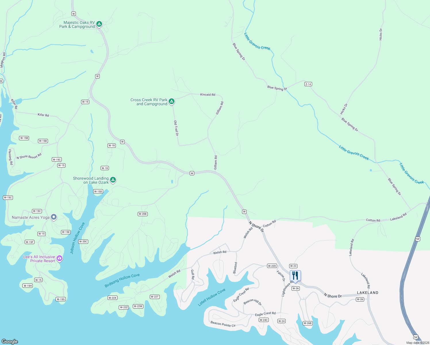 map of restaurants, bars, coffee shops, grocery stores, and more near 248 State Route W in Eldon