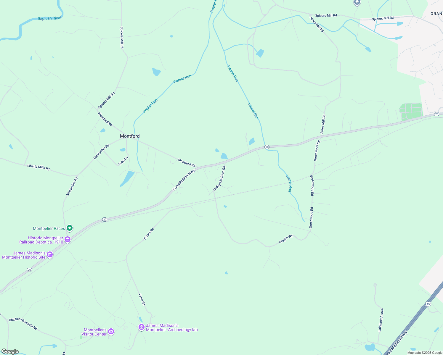 map of restaurants, bars, coffee shops, grocery stores, and more near 12206 Dolley Madison Road in Orange