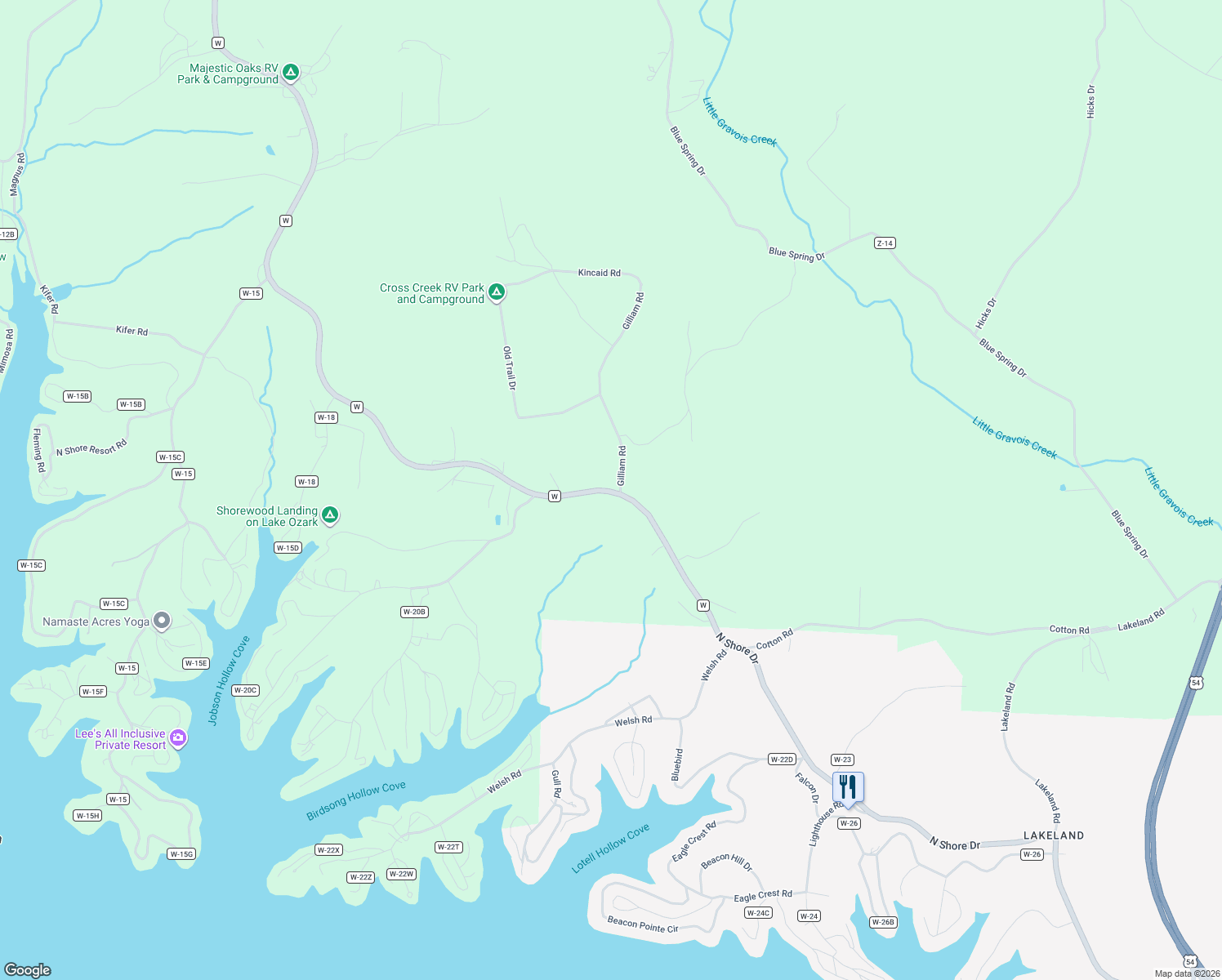 map of restaurants, bars, coffee shops, grocery stores, and more near 248-274 Highway West in Eldon