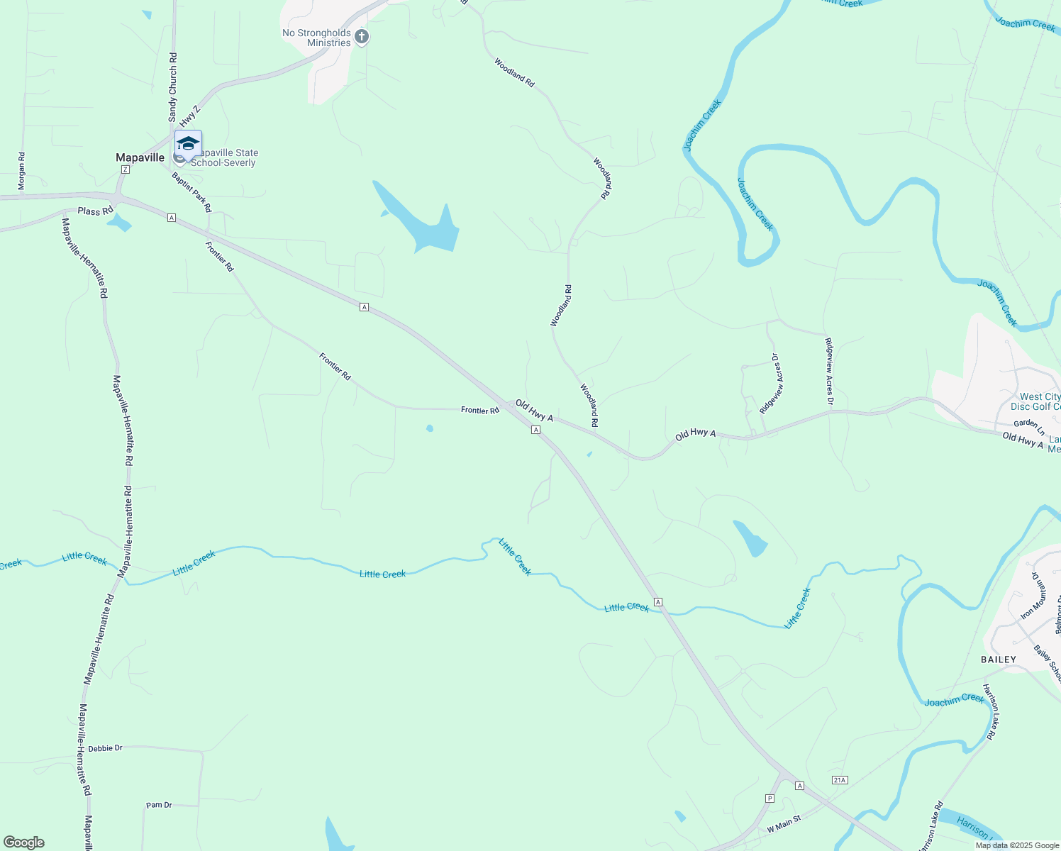 map of restaurants, bars, coffee shops, grocery stores, and more near 3168 Old Highway A in Festus