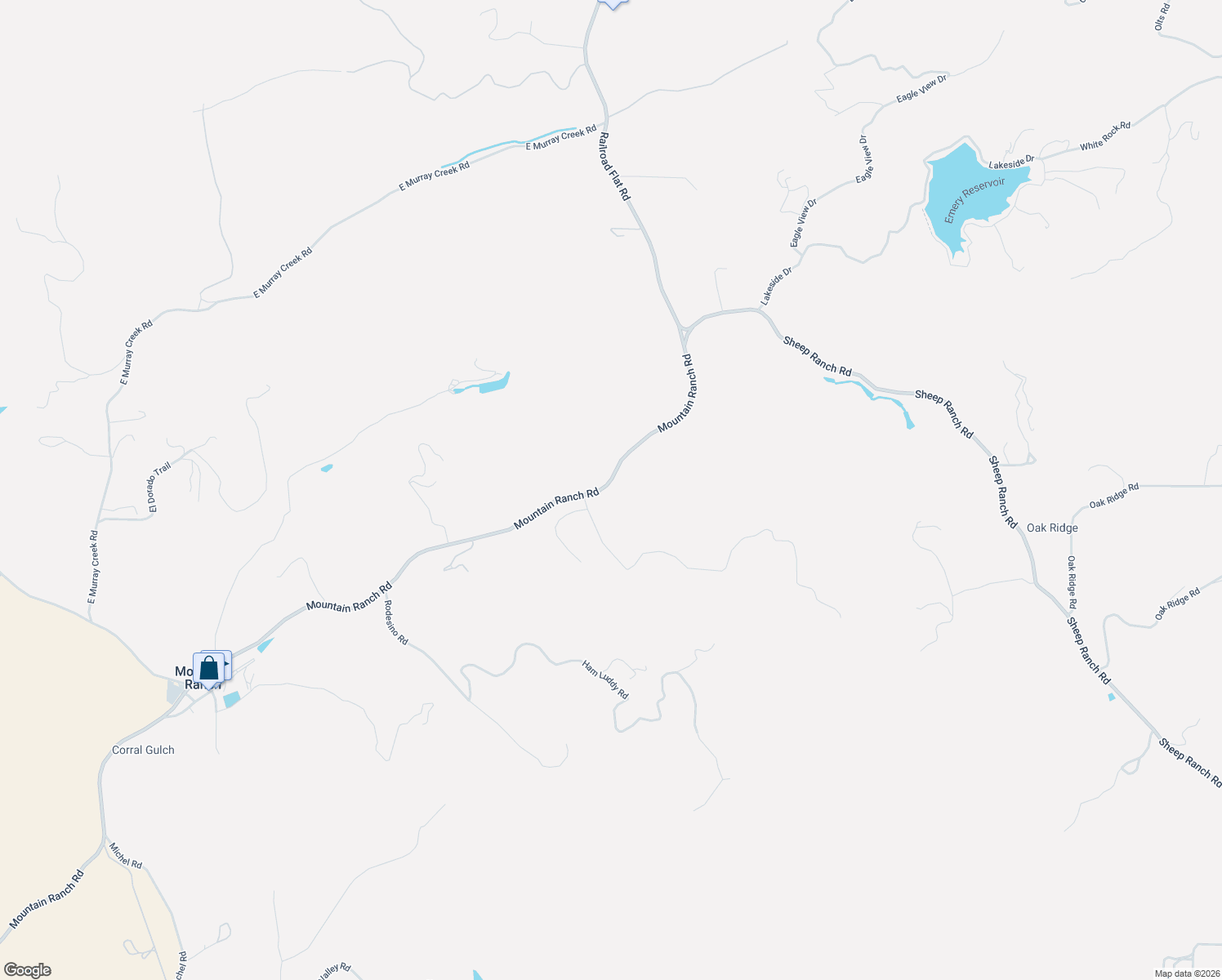 map of restaurants, bars, coffee shops, grocery stores, and more near 9307 Sun Road in Mountain Ranch