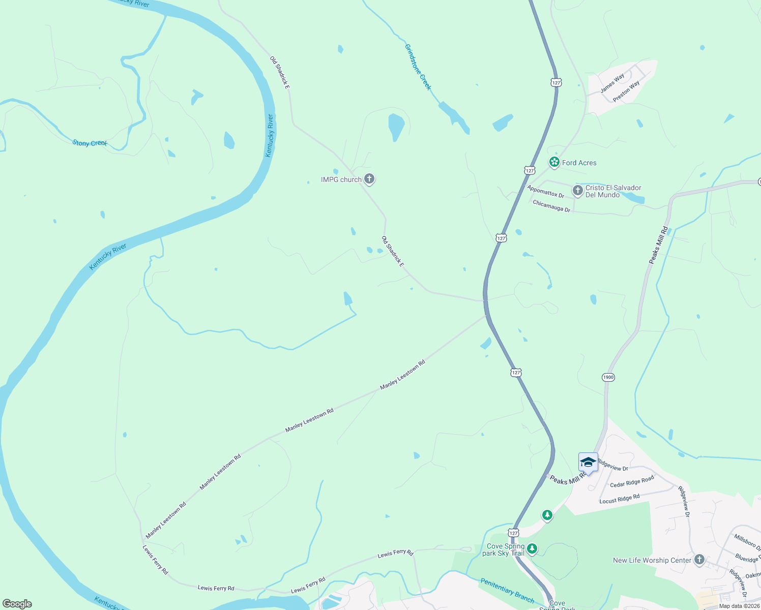 map of restaurants, bars, coffee shops, grocery stores, and more near 371 Shadrick Ferry Road in Frankfort