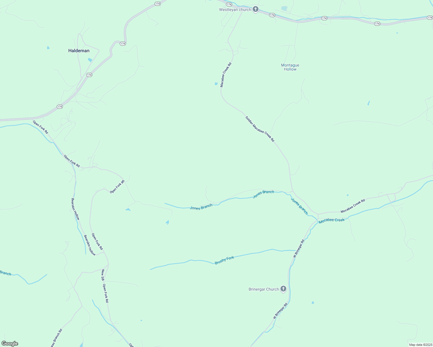 map of restaurants, bars, coffee shops, grocery stores, and more near Jones Branch in Olive Hill