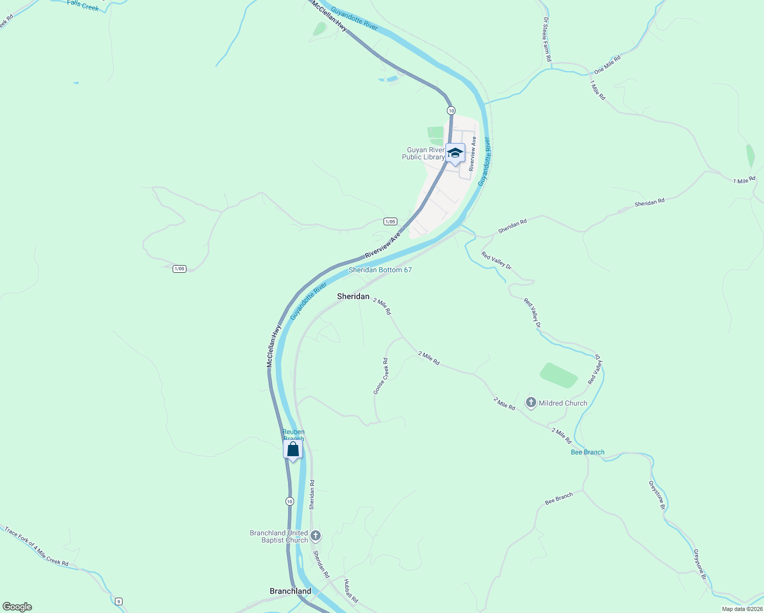 map of restaurants, bars, coffee shops, grocery stores, and more near 30 2 Mile Road in Branchland