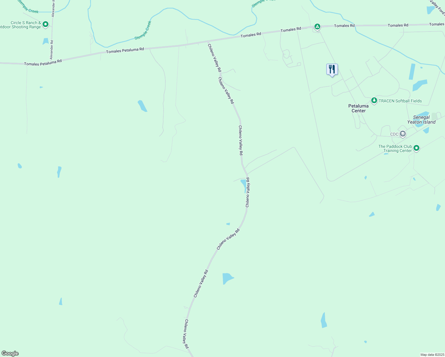 map of restaurants, bars, coffee shops, grocery stores, and more near 6925 Chileno Valley Road in Petaluma