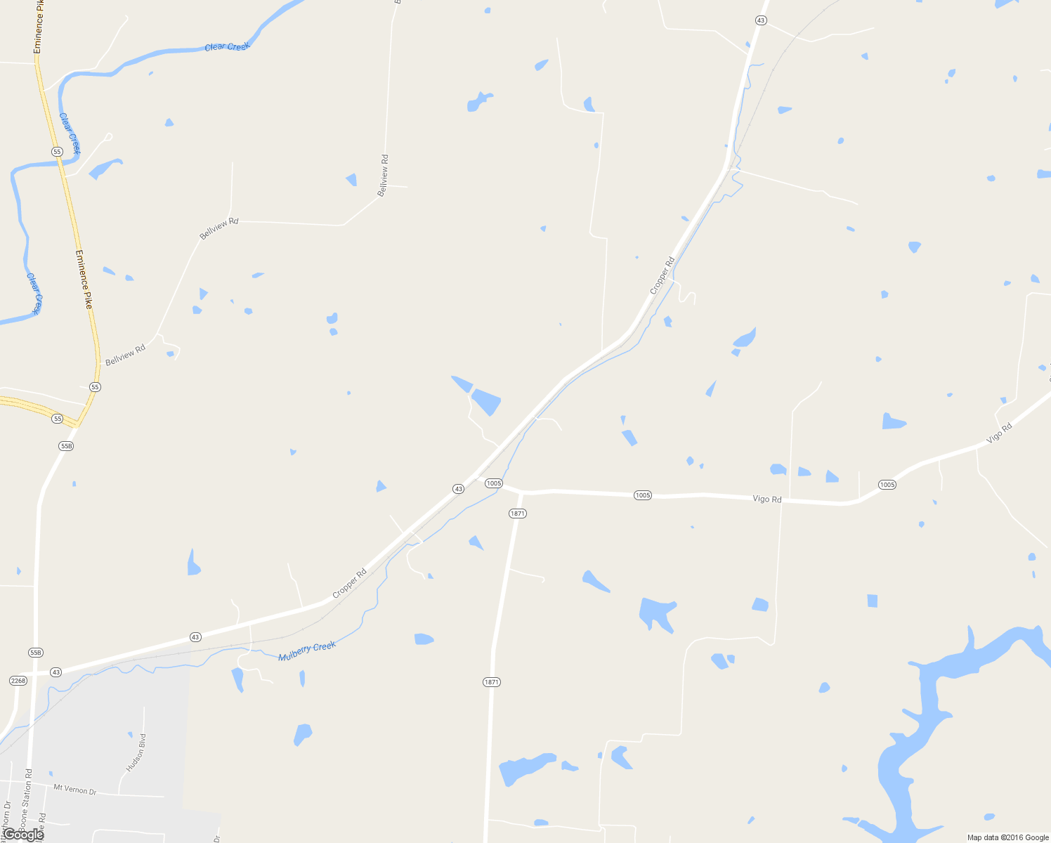 map of restaurants, bars, coffee shops, grocery stores, and more near 2810 Cropper Rd in Shelbyville