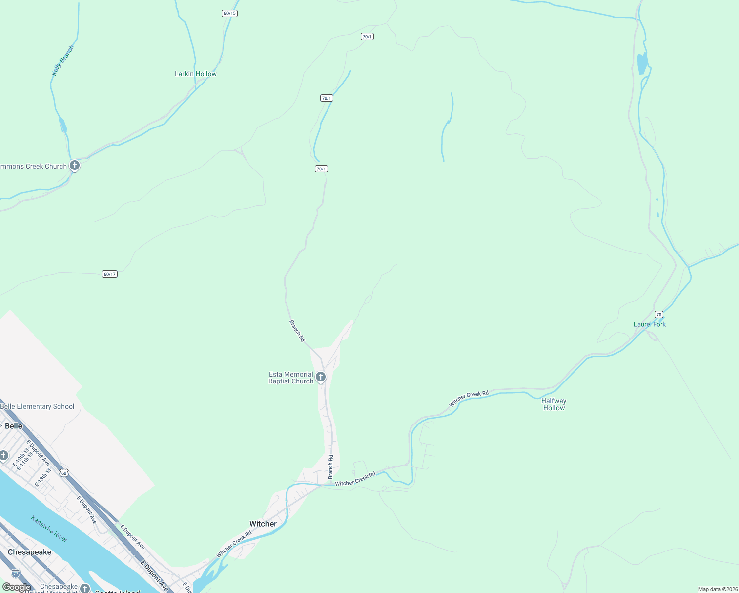 map of restaurants, bars, coffee shops, grocery stores, and more near 419 Pete Hollow Road in Belle