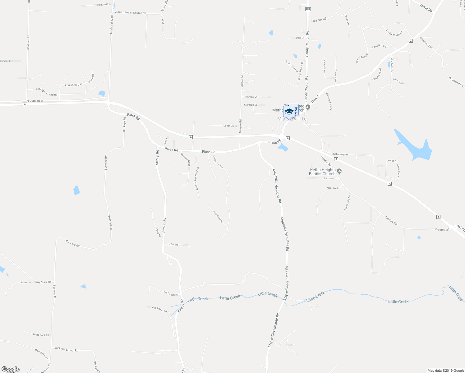 map of restaurants, bars, coffee shops, grocery stores, and more near 10212 Madison Oaks in Festus