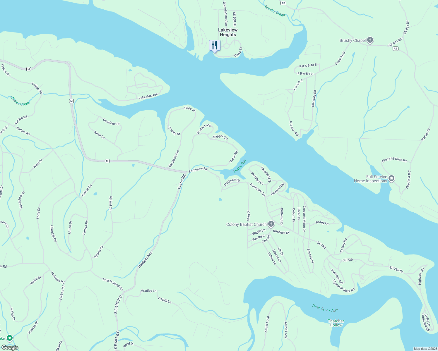 map of restaurants, bars, coffee shops, grocery stores, and more near 29613 Forthview Road in Edwards